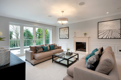 Design ideas for a contemporary living room in Surrey.