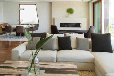 Пример оригинального дизайна: изолированная гостиная комната среднего размера в современном стиле