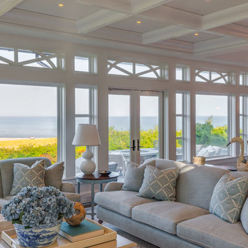 North-by-Northeast Living Room with an Ocean View - Custom Cape Cod Home