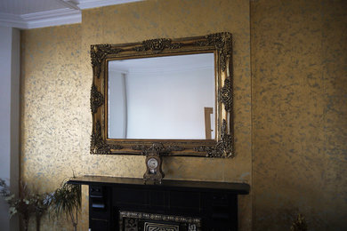 North London Residence: Wallpaper, commissioned mirror and fireplace restoration