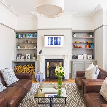 75 Beautiful Victorian Living Room with a Wall Mounted TV Ideas and ...