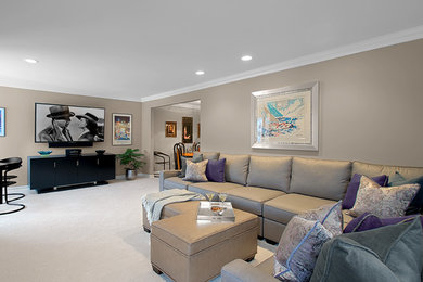Mid-sized transitional living room photo in Chicago