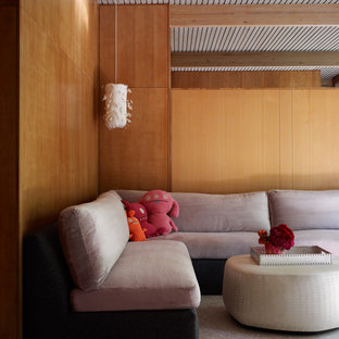Example of a 1960s open concept living room design in Dallas