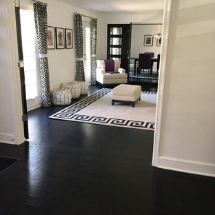 75 Beautiful Black Floor Living Room with White Walls Pictures & Ideas - July, 2021 | Houzz