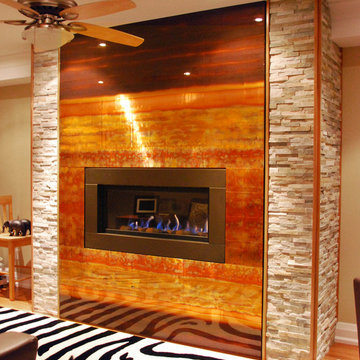 Oakville Custom Copper Fireplace Feature