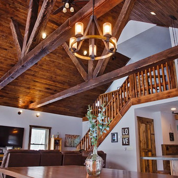 Open Concept Rustic Family Room (Ceiling View)