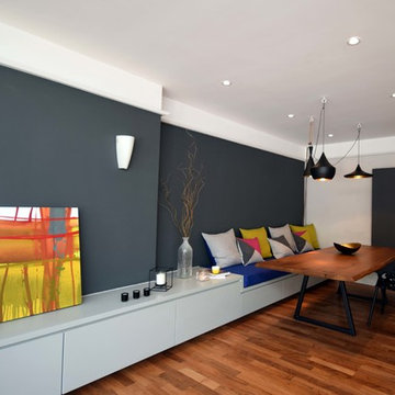 Open Plan Low Level Media Unit With Integrated Banquette Seating - Balham, Londo