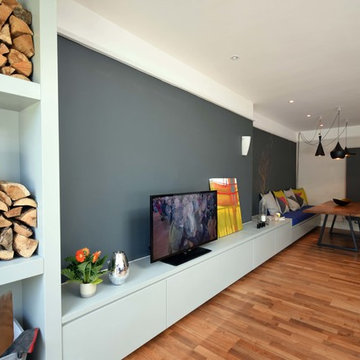 Open Plan Low Level Media Unit With Integrated Banquette Seating - Balham, Londo
