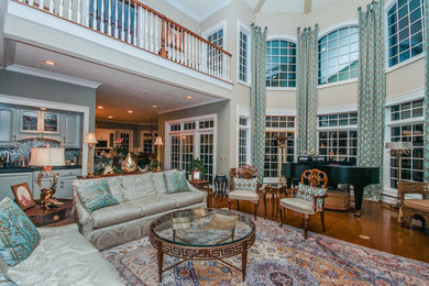 Example of a transitional living room design in Atlanta
