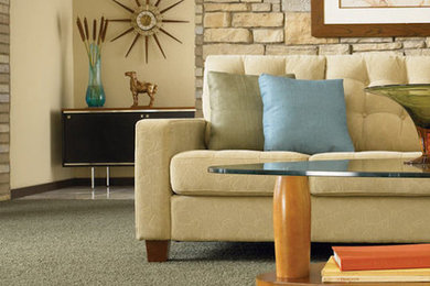 Inspiration for a medium sized traditional formal open plan living room in Cincinnati with carpet.