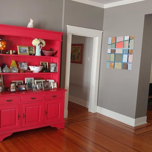 75 Beautiful Red Living Room with a Brick Fireplace Pictures & Ideas