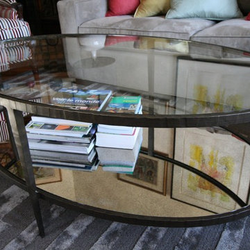 Oval glass & mirror coffee table