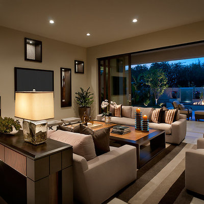 Inspiration for a large contemporary living room remodel in Phoenix with beige walls