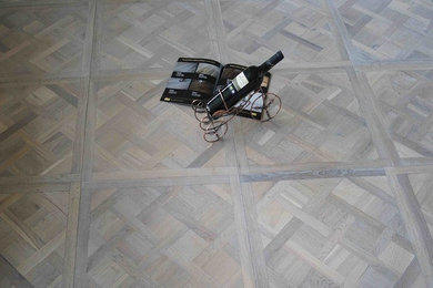 PA401 Smoked, Brushed & White Oiled Parquet Versailles Engineered Oak Flooring