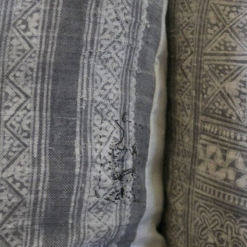 Pair of Vintage Grey Batik Pillows