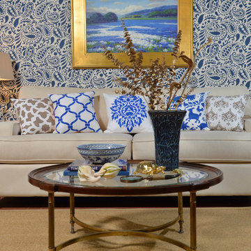 Paisley Stenciled Living Room Accent Wall
