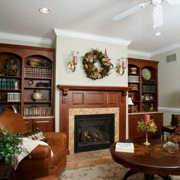 Paneled Fireplace Surround with Matching Bookcases