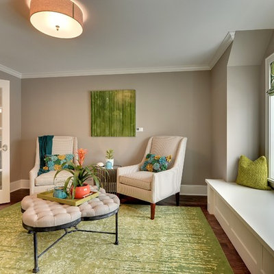 Elegant living room photo in Minneapolis with gray walls