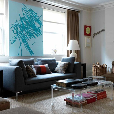 Living room - transitional formal living room idea in New York with white walls, a standard fireplace and a stone fireplace