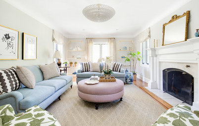 Updated Fabrics and New Pieces Beautify a Traditional Family Room