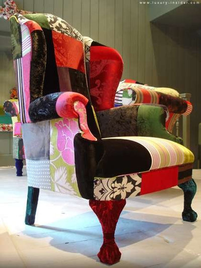 Eclectic Living Room patchwork sofa
