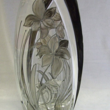 pewter vase hand painted glassware