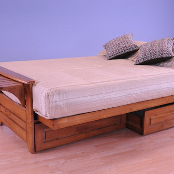 Phoenix Frame with Barbados Finish and Storage Drawers in Bed Position