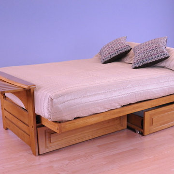Phoenix Frame with Butternut Finish and Storage Drawers in Bed Position