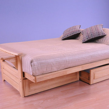 Phoenix Frame with Natural Finish and Storage Drawers in Bed Position