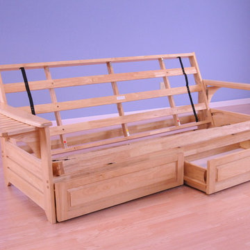 Phoenix Frame with Natural Finish and Storage Drawers in Sofa Position