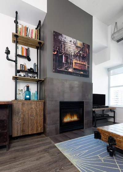 Industrial Living Room by Rad Design Inc