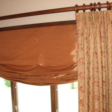 Phyllis' Slouch Roman Shades and Side Panels