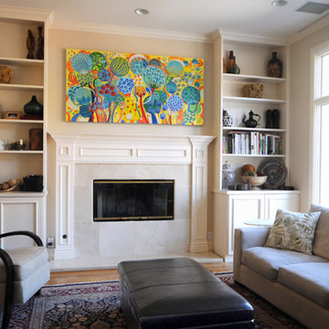 Pic of the painting "Seeds" in an contemporary Old Palo Alto home