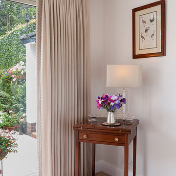 Pinch pleat curtain with trim