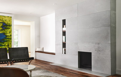 Concrete Panels Create a Stylish Modern Fireplace