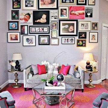 Pink Living and Dining Room