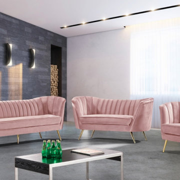 Pink Velvet Lounge Sofa Set
