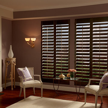 PLANTATION SHUTTERS - DARK WOOD WINDOW SHUTTERS - Graber Shutters