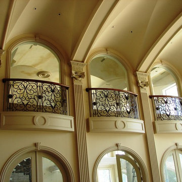 Plaster fluted pilasters and light cove