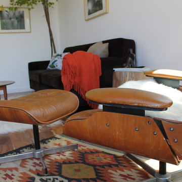 Plycraft (Eames style) Lounge Chair and Kilim Rug