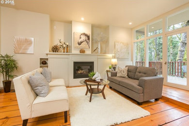 Transitional living room photo in Portland