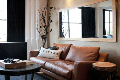 Modernes Wohnzimmer mit beiger Wandfarbe in Sydney