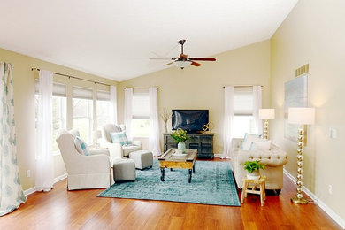Inspiration for a medium sized traditional open plan living room in Columbus.