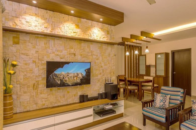 Design ideas for a world-inspired living room in Bengaluru.