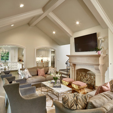 Preston Hollow Living Room with Vaulted Ceiling