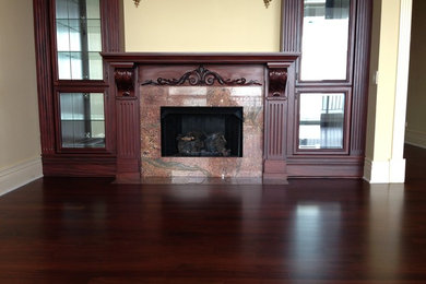 Inspiration for a modern dark wood floor living room remodel in Chicago