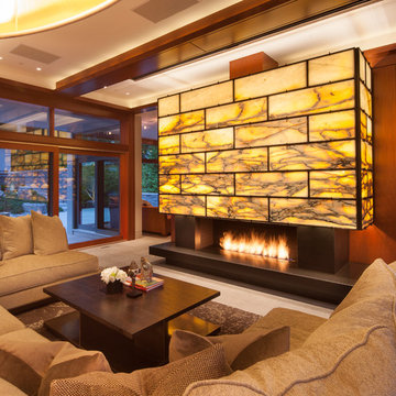 Back lit Onyx fireplace