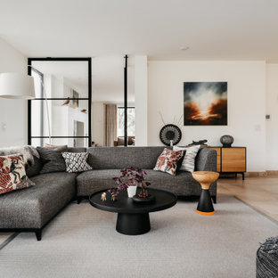 Design ideas for a large contemporary living room in Devon.