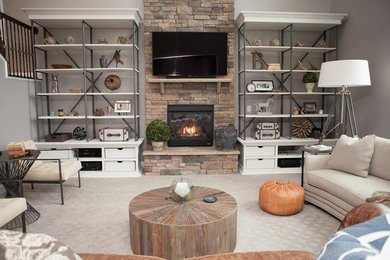 Example of a transitional living room design in Columbus