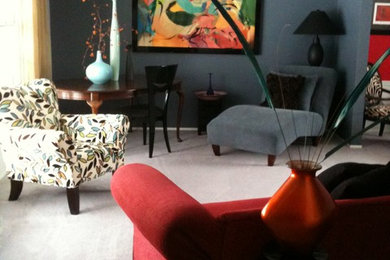 Living room - contemporary living room idea in Detroit